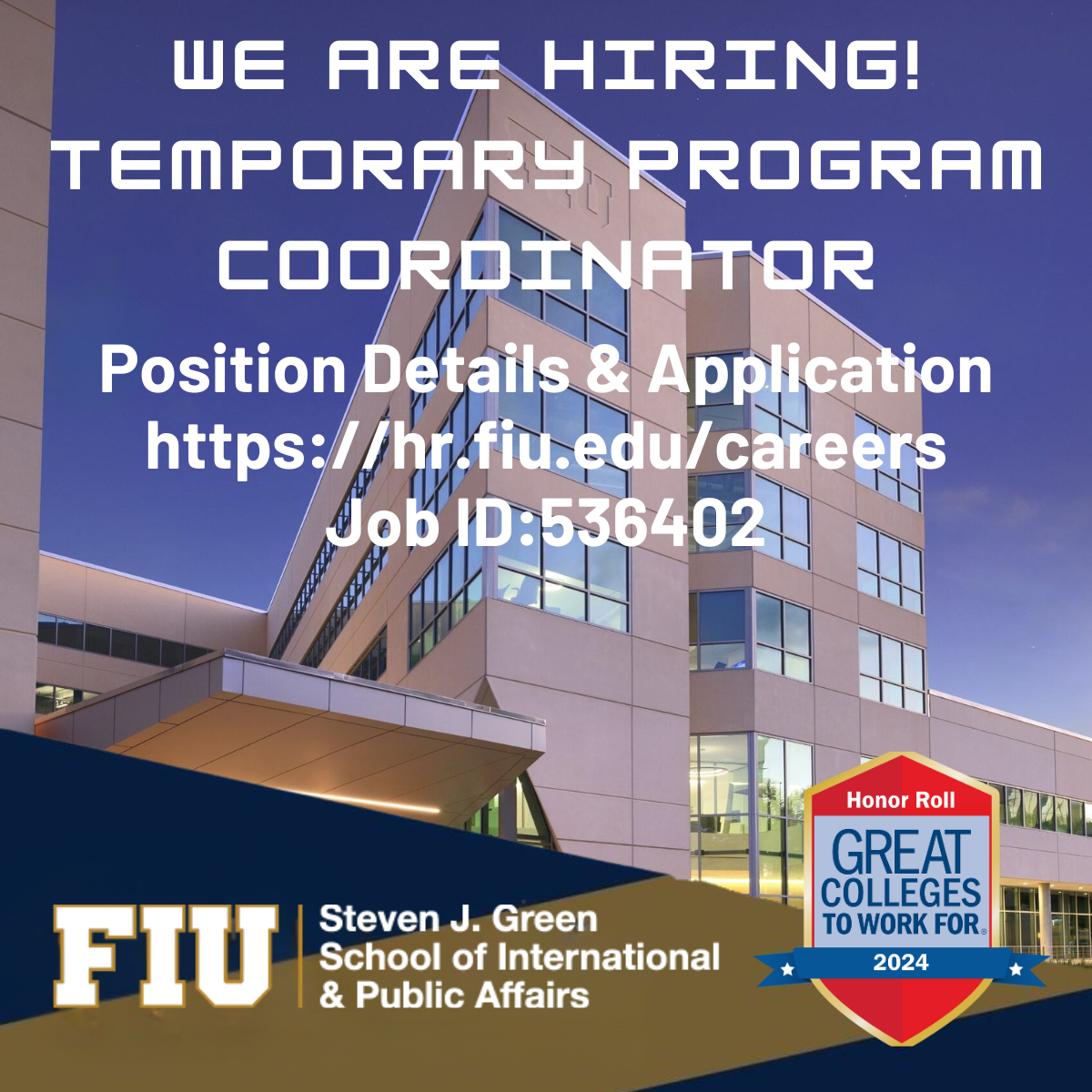 Job Opening: Temporary Graduate Program Coordinator